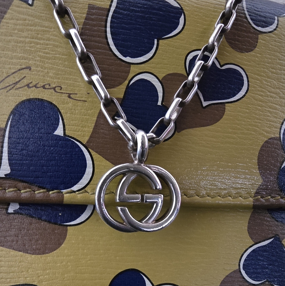 Aunthentic Gucci Interlocking GG Logo Ag925 Silver Paperclip Necklace
